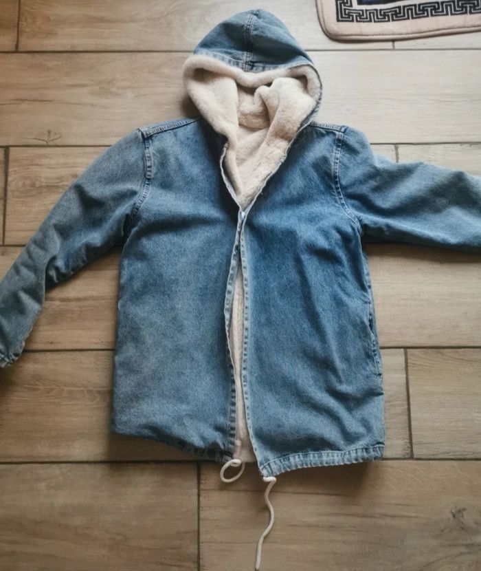 Veste en jean coton avec fourrure - photo numéro 3