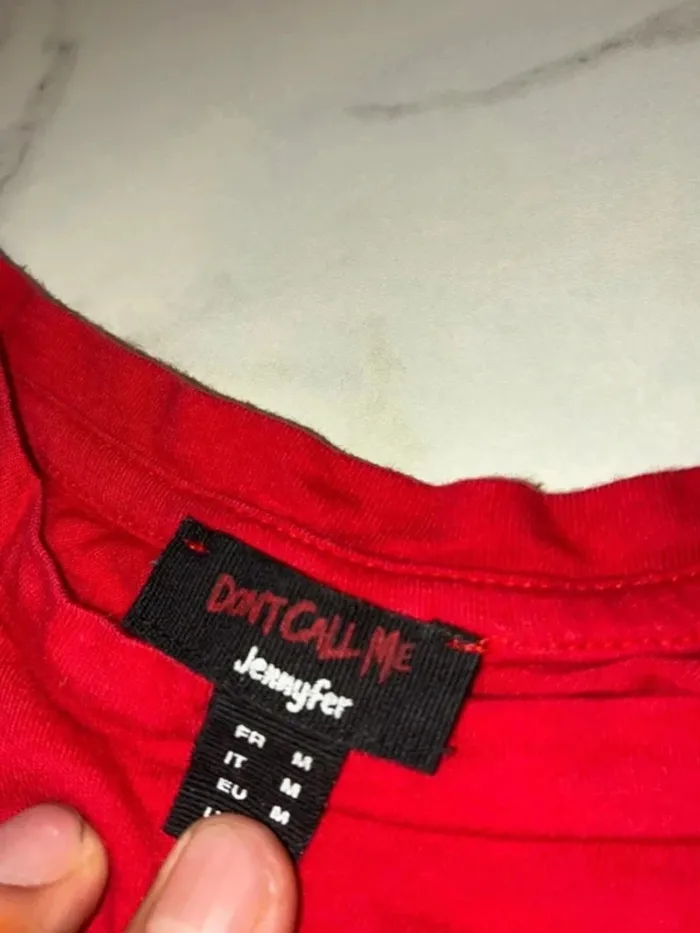 T-shirt rouge à rose/flamme – Taille M - photo numéro 3
