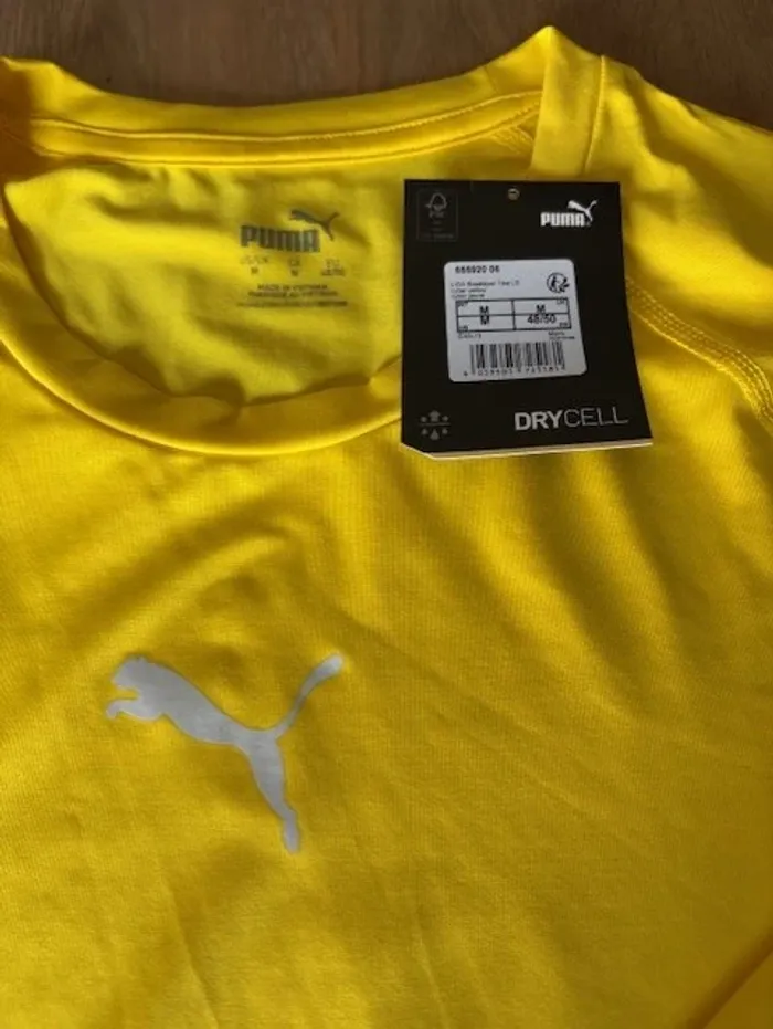 t shirt de sport homme manches longues puma jaune taille M - photo numéro 8