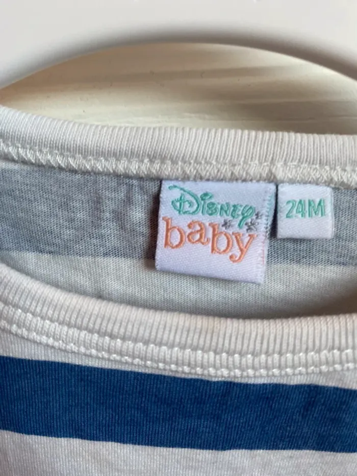 T-shirt manche longue Disney baby rayer marine et blanc - photo numéro 6