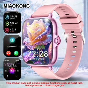 🕒 Montre intelligente 4,65 cm - Élégante, mixte, Bluetooth, notifications, musique - Cadeau idéal