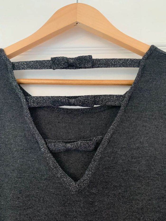 Pull gris noeuds argentés taille unique - photo numéro 3