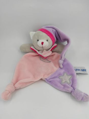 Doudou Plat Chat Rose Luminescent Baby Nat'