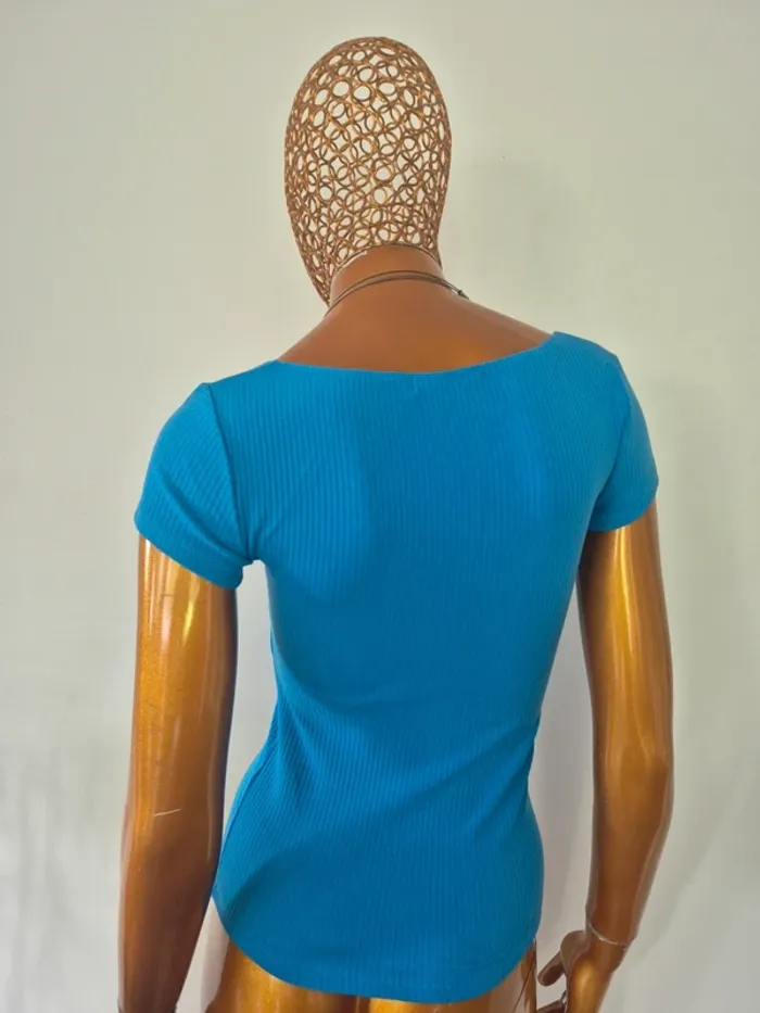 Tee-shirt Manches Courtes Bleu Femme Taille S/36 - photo numéro 2