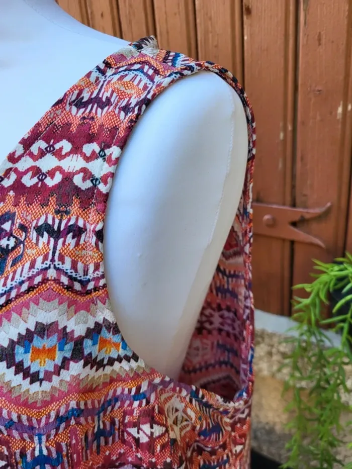 Blouse sans manche ethnique bordeaux beige naf naf taille 42 - photo numéro 8