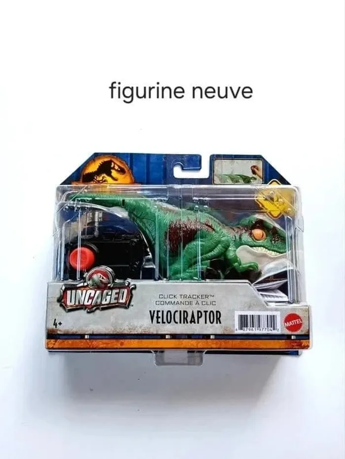 Figurine Mattel Jurassic World Vélociraptor interactif avec sa télécommande