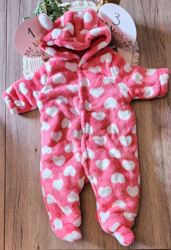 Combinaison Bébé fille 0/3mois Rose cœur