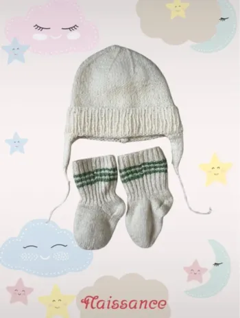 Ensemble bonnet et chaussettes naissance