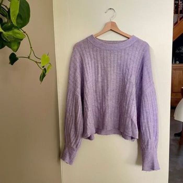 Pull Bizzbee lilas en maille côtelée Taille M Coupe loose V072 - photo numéro 2