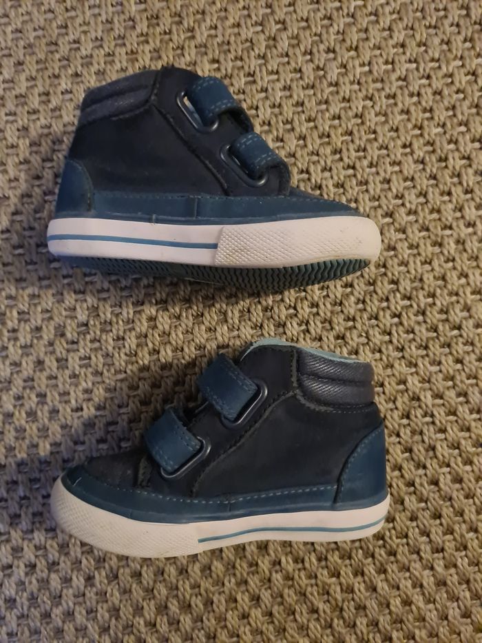 Chaussures montantes tissu à scratchs bleu - T 22 - photo numéro 6