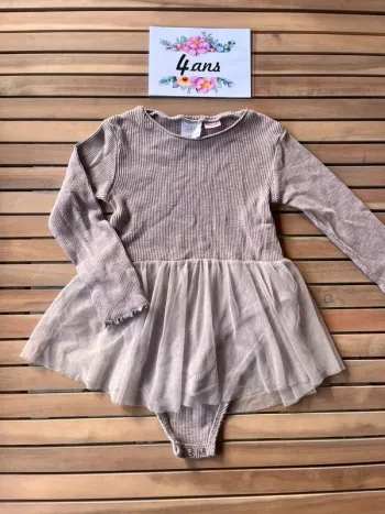 Body côtelé lilas avec tutu Zara 4 ans