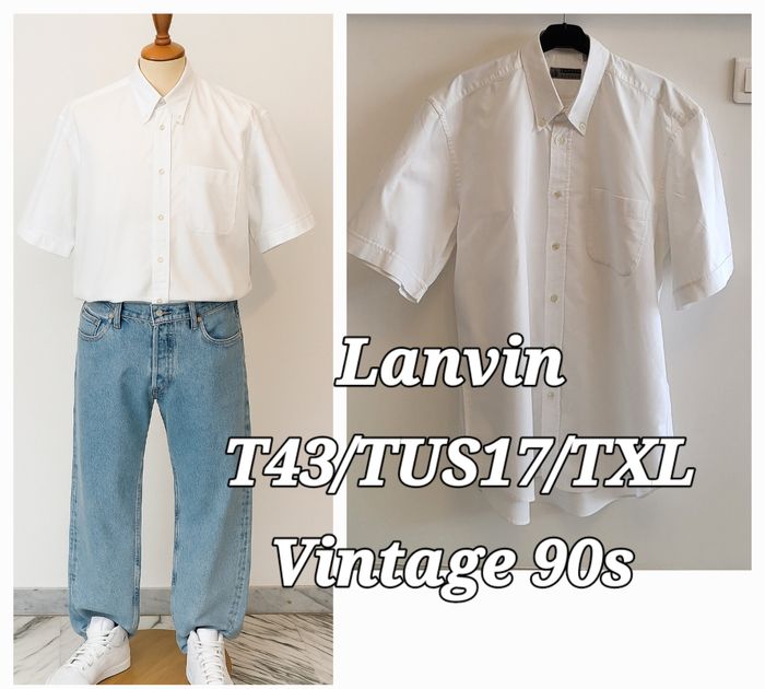 Lanvin Chemise MC T43/TUS17/TXL-Blanc-Coupe Droite-Vintage 90s-100%Coton en TBE