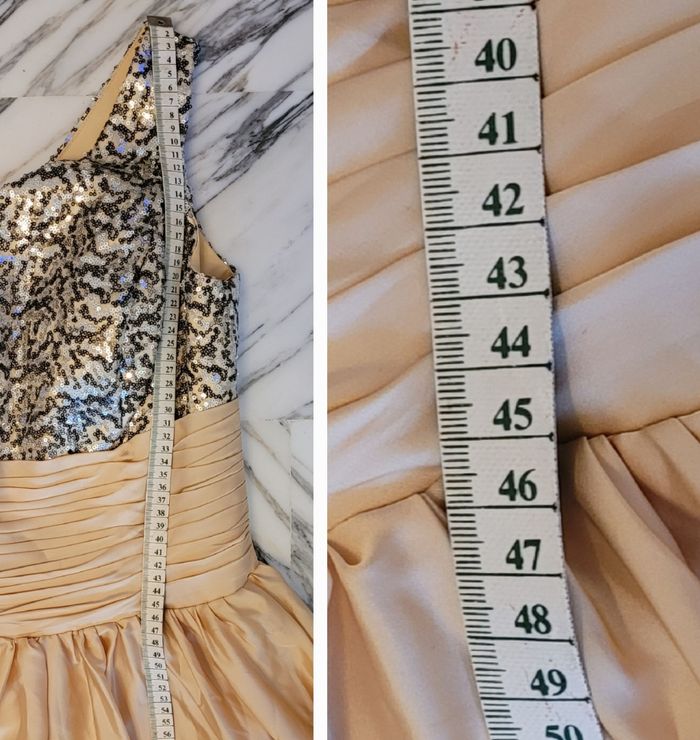 Grace Karin Robe de Soirée TFr36-Champagne -Longue avec Bustier   à sequins et asymétrique -Neuve - photo numéro 6