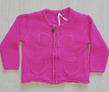 Gilet Fuchsia Douillet à Glissière "Fleur" - Orchestra - 6 mois