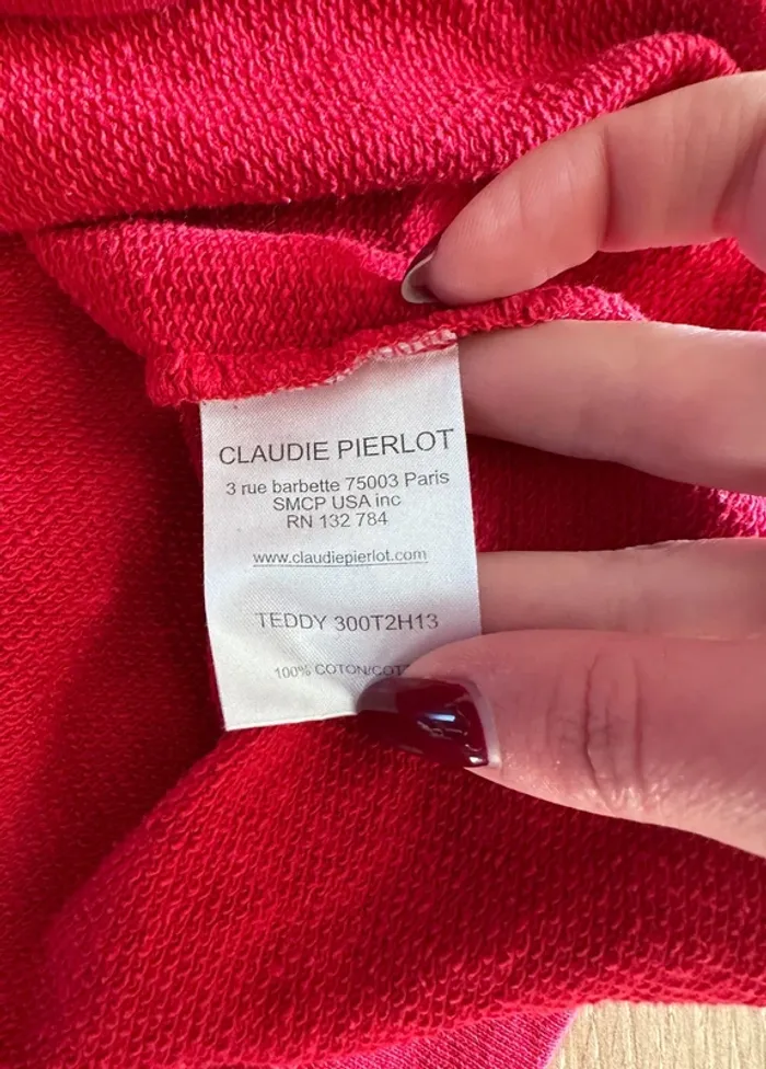 Sweat Claudie Pierlot rouge Oh taille 38 - photo numéro 6