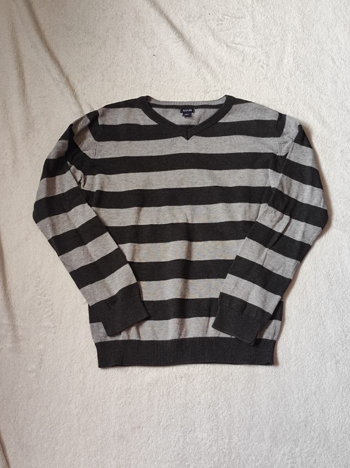 Pull à rayures gris et noir 10 ans - photo numéro 2