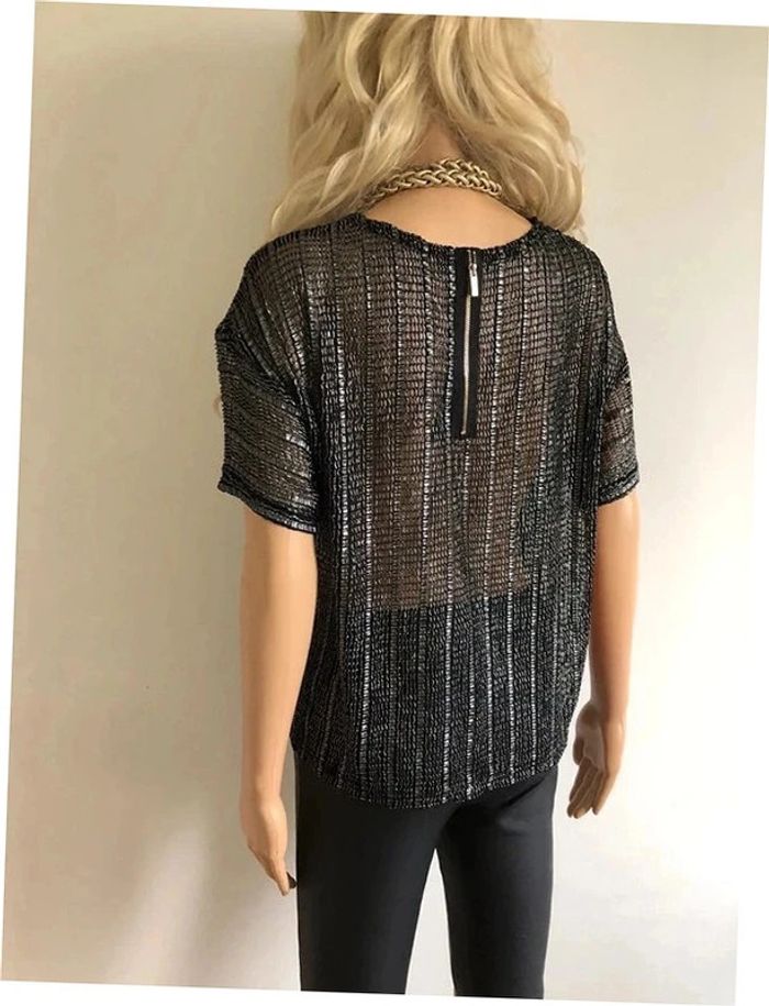 Top noir et argenté à manches courtes Morgan taille S TBE - photo numéro 8