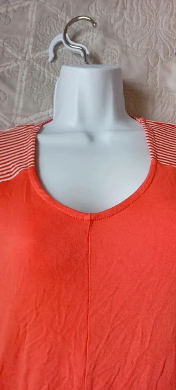 Robe très longue débardeur fluide avec rayures corail femme Xl - photo numéro 15