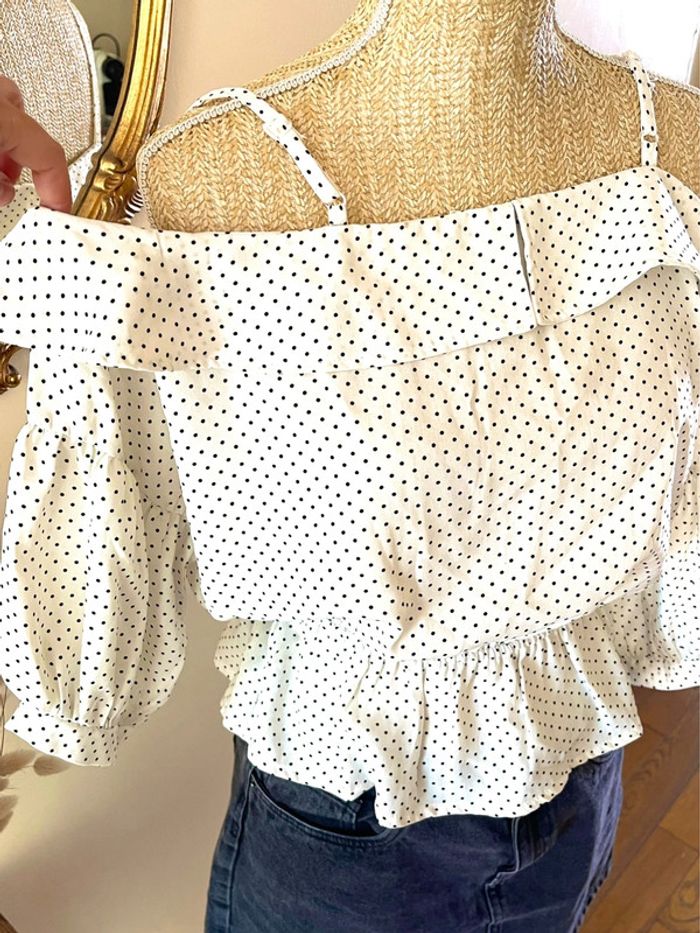 Sublime Top blanc à Pois noir Vintage dressing - photo numéro 7