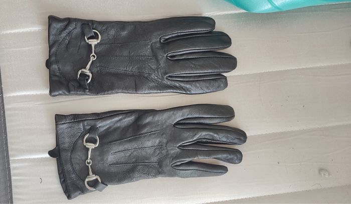 Gants en cuir noir avec mors Moa - Taille unique