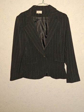 Blazer tailleur noir rayé blanc 42