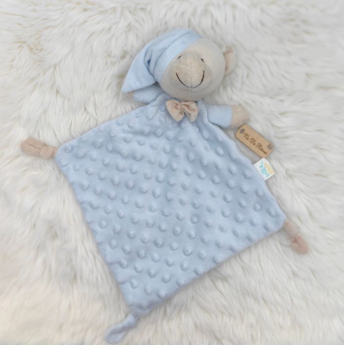 Doudou plat ours Beige Bleu clair InterBaby bonnet