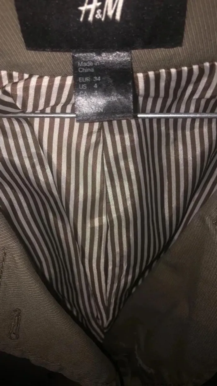 Trench veste kaki H&M taille xs - photo numéro 3