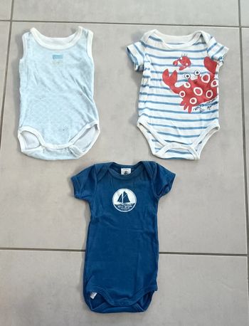 Lot de 3 bodies manches courtes garçon - 3 mois