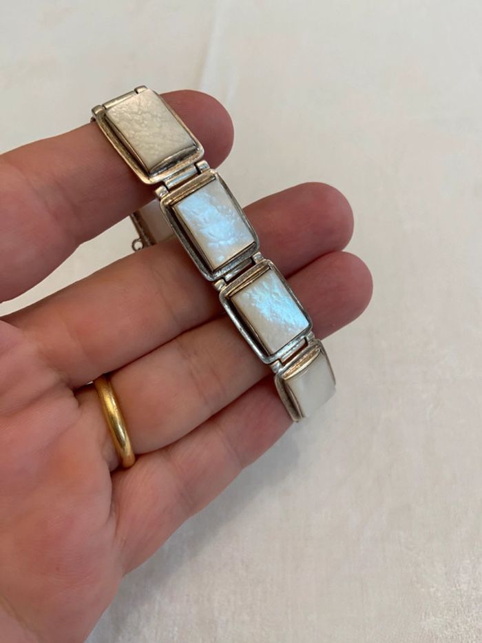 Bracelet vintage en argent et nacre - photo numéro 6