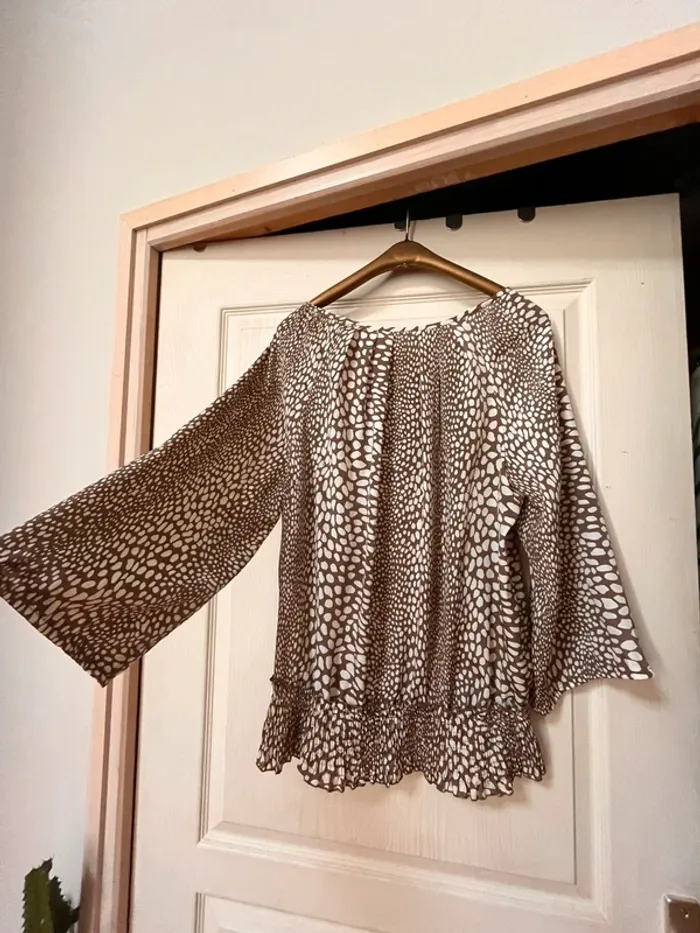 Top blouse Marron clair à motif blanc taille 42 - Vera Moda - photo numéro 7