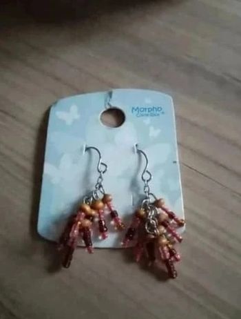 Boucles d'oreilles perles rouge & marron - Marpho