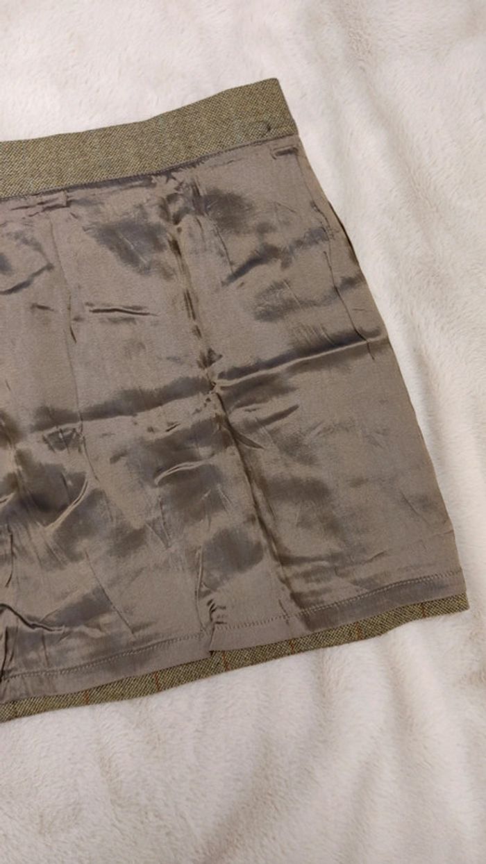 Belle jupe vintage épaisse carreaux vert brun zip invisible doublé tissu irisé - photo numéro 8