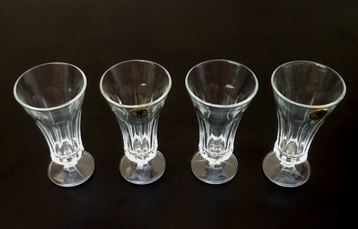 Années 1970 4 Flûtes à Champagne Tige courte Verre transparent à facettes - photo numéro 6