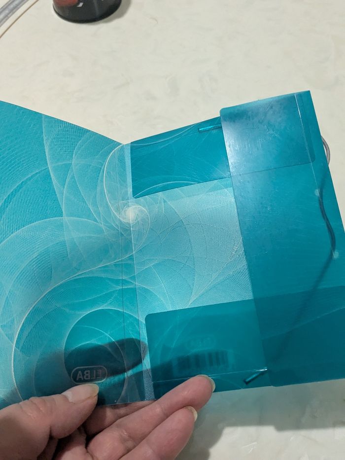 Petite pochette à rabat, porte documents bleu turquoise. - photo numéro 5