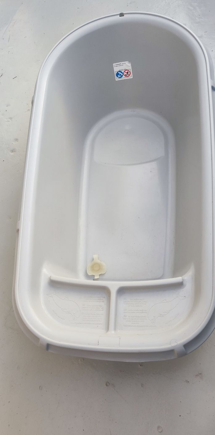 Baignoire bébé grise+ transat de bain bleu