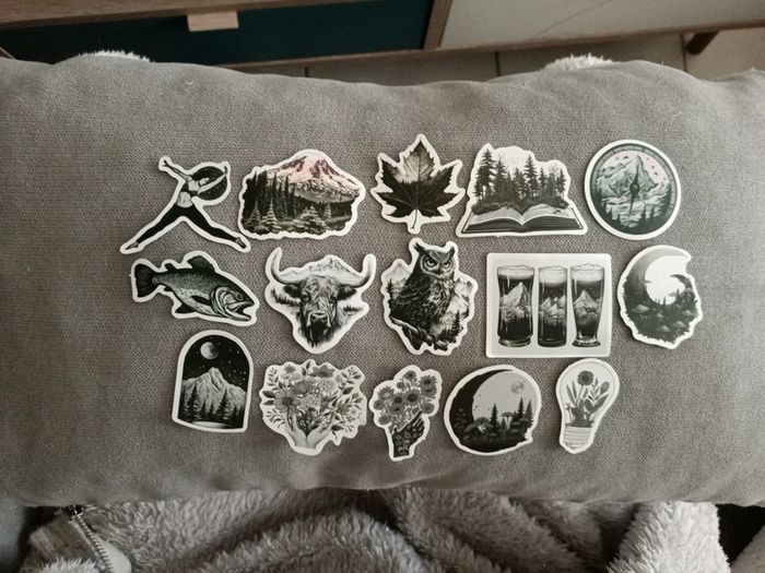 15 autocollants sépia noir et blanc - photo numéro 1