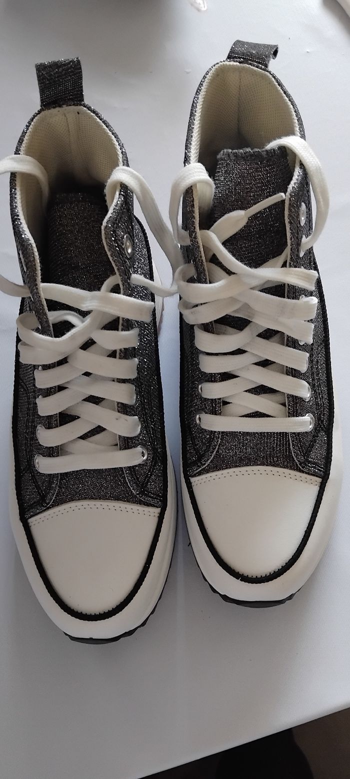 Baskets compensées Gris argentées - photo numéro 2