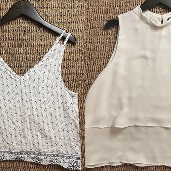 Débardeur motifs + Blouse sm blanche