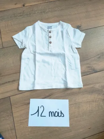 T-shirt blanc cassé manche courte bébé garçon 12 mois