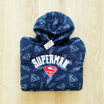 DC Superman Sweat Pull Pilou Pilou Bleu logo brodé Femme Exclusif en état Neuf (Taille M)