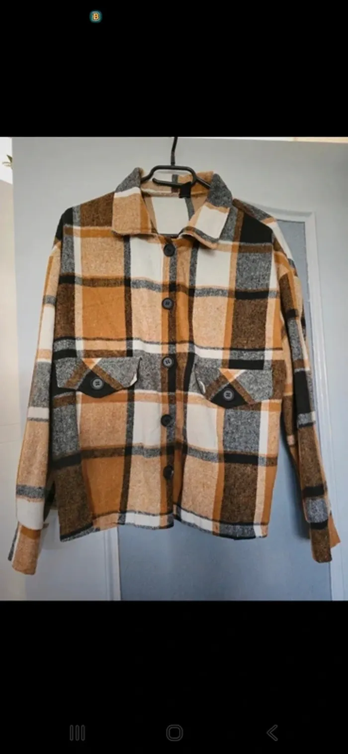 Chemise Veste Shein Carreaux Veste Chemise A Carreaux Marron Beige