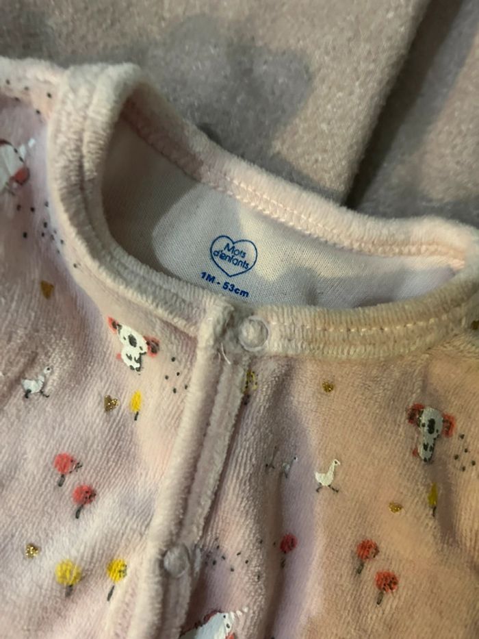 Pyjama bébé fille 1 mois, rose, koala, animaux, mots d’enfants - photo numéro 2