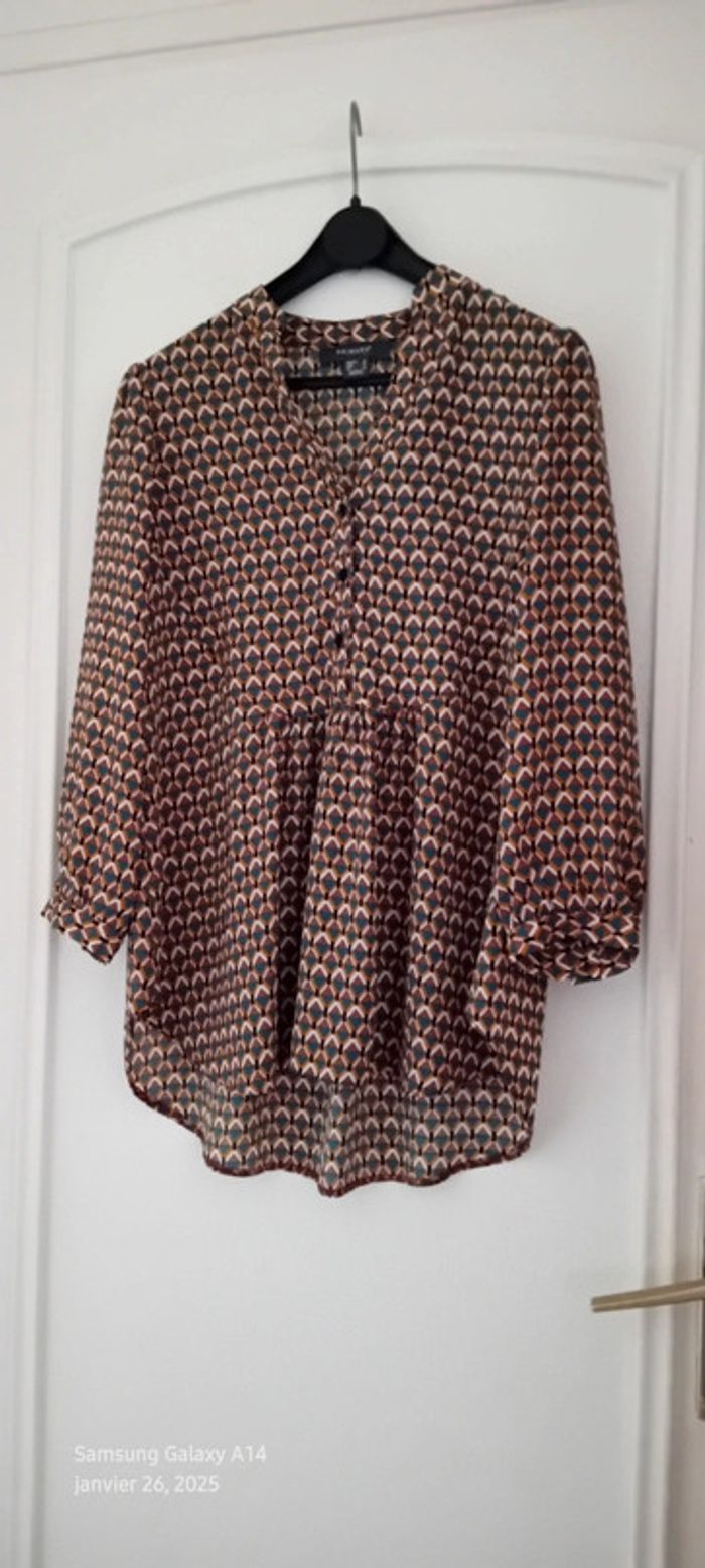 Tunique fluide motif losanges arlequin coloré marron femme xs primark - photo numéro 2