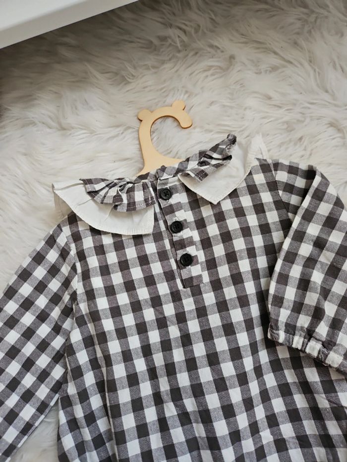 Barboteuse vichy grise collerette - photo numéro 4