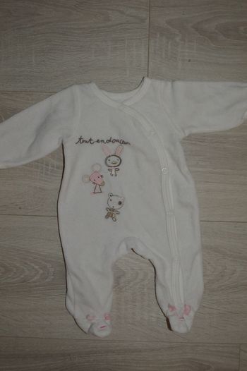 Pyjama velours naissance Tout en douceur fermeture devant