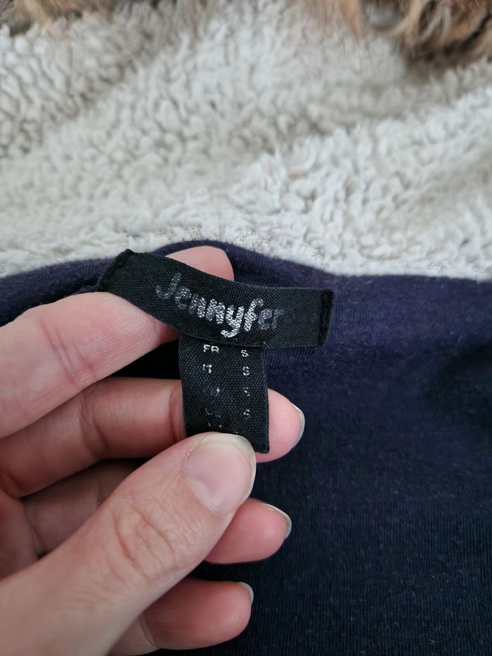 Sweat torsadé bleu marine à capuche fourrée et moumoute, Jennyfer - photo numéro 7