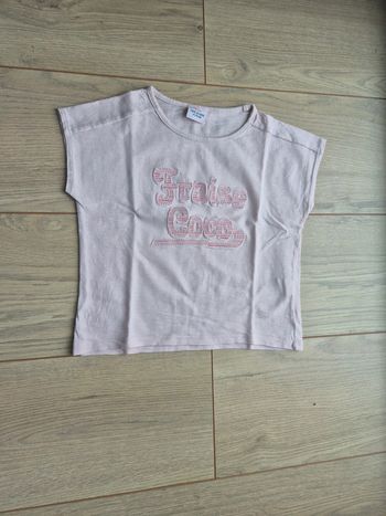 T-shirt rose 3 ans TAO fraise coco