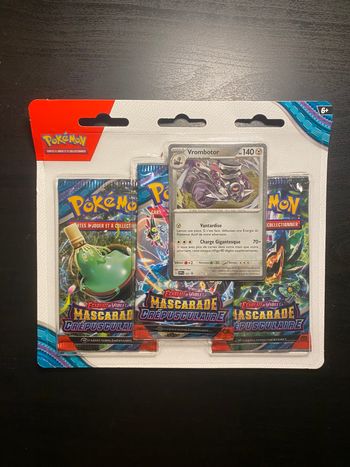 Tripack Pokémon Mascarade Crépusculaire + Carte Promo Vrombotor – Neuf – VF