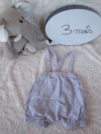Short avec bretelles salopette Garçon 3 mois Bout'chou 100% coton