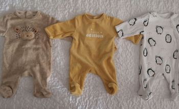 Lot de 3 dors-bien en velours – Bébé 1 mois – KIABI